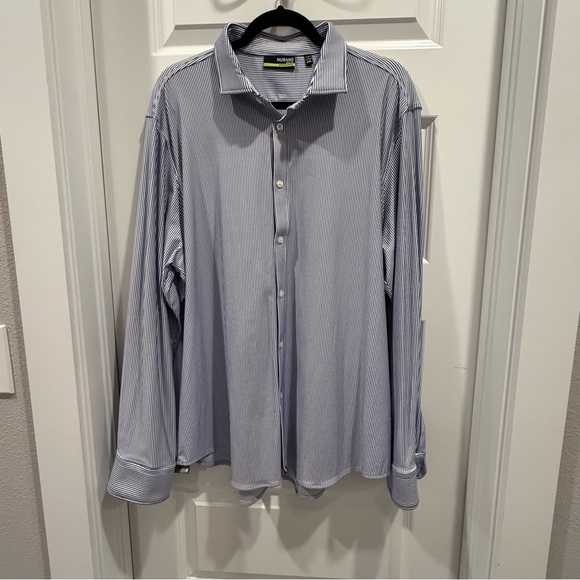 Murano Men's Light Blue Striped Button Down Shirt - Picture 1 of 7
